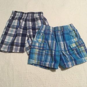 3-6m (6/$20) Blue Plaid Cotton Shorts